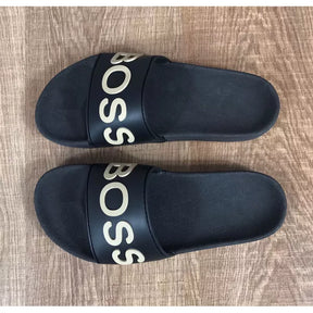 Chinelo Slide HB Preto Logo Creme