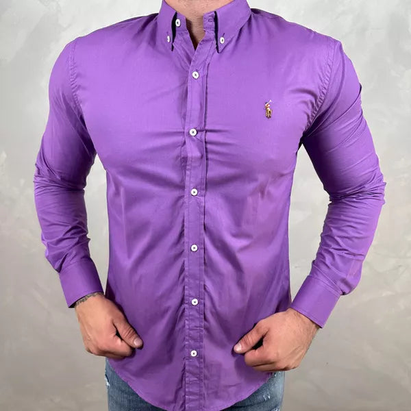 Camisa Manga Longa Polo Ralph Lauren Roxo