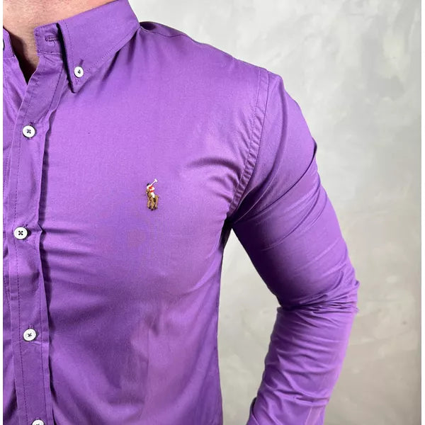 Camisa Manga Longa Polo Ralph Lauren Roxo