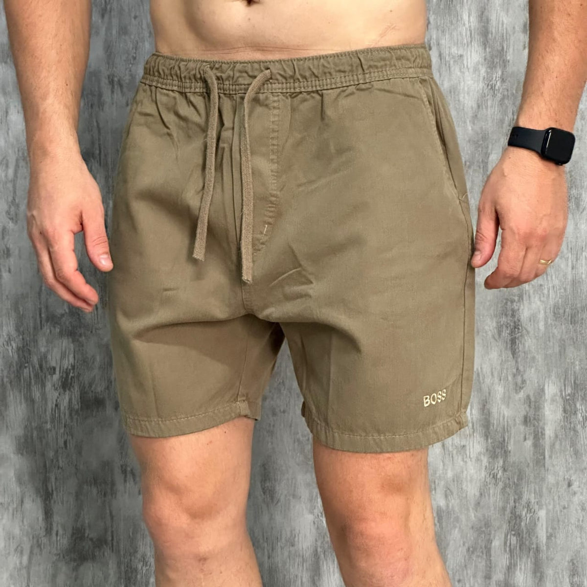 Short em Sarja Hugo Boss Cáqui