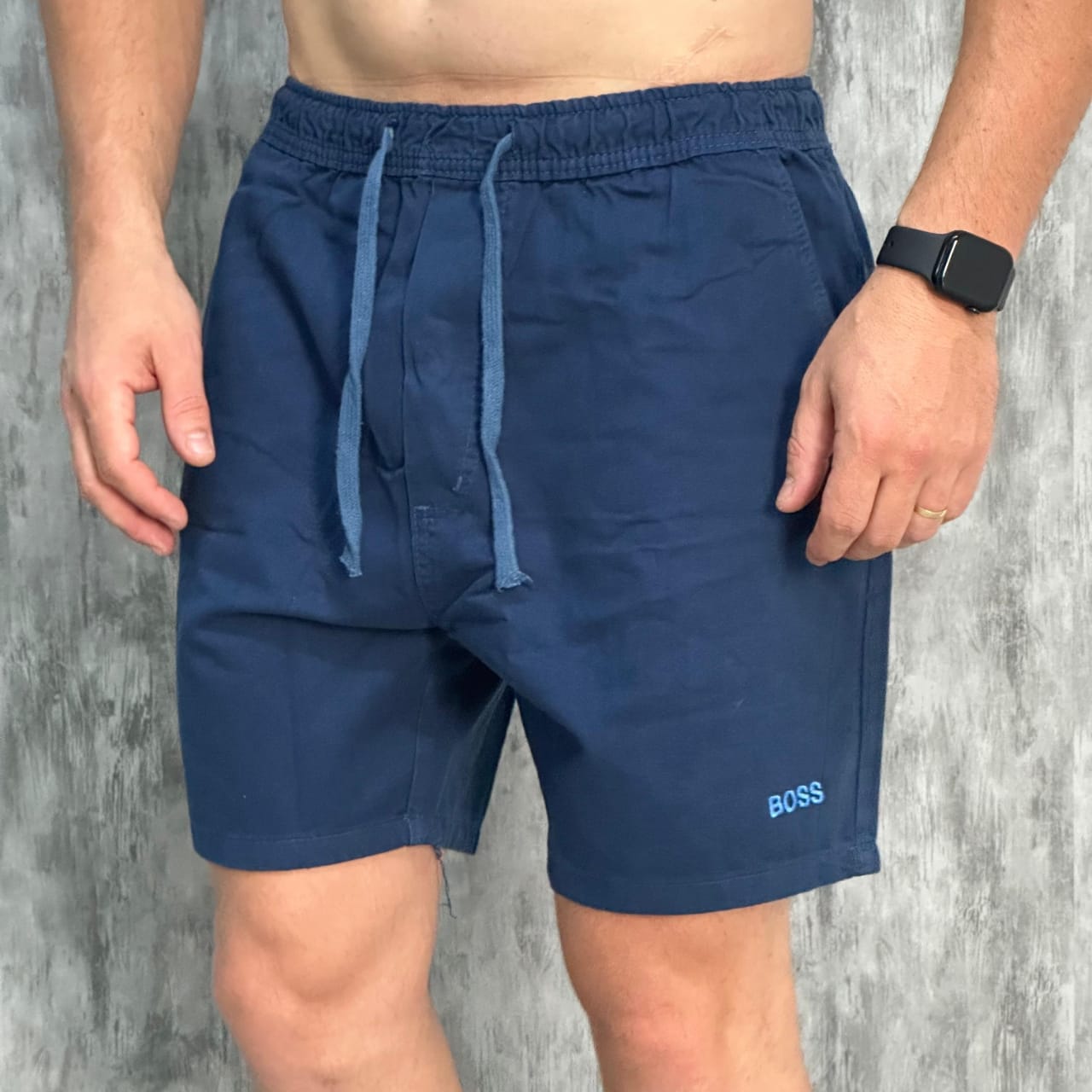 Short em Sarja Hugo Boss Azul-Marinho