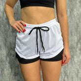 Short 2 em 1 Feminino Dry Fit Branco