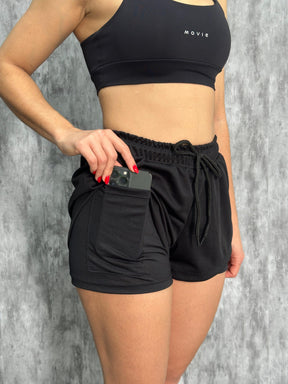 Short 2 em 1 Feminino Dry Fit Preto